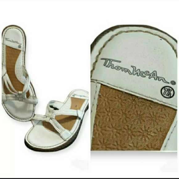 Womens thom macan White wedge Heel size 7.5 Sandals slip on shoes - Picture 5 of 12